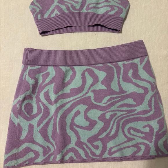 Motel Rocks Knit Two Piece Rave Set Purple Blue XS - Picture 4 of 8